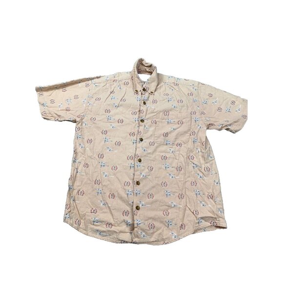 Summa Other - Vintage Summa Shirt Men Small Beige Aztec Print Linen Rayon Button Up Western